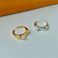 [ New ] Saina Real Shot Korean Silver Loe Open Ring IN Niche Design Pearl Personality Ring. 