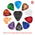 10Pcs Plectrums 1 Pick Holder Electric Celluloid Acoustic Guitar Picks Colorful. 