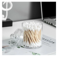 Two-Layer Acrylic Organizer Transparent Round  Storage Box CottonBud Cotton Bud Puff & Pad Box Cosmetics Holder. 