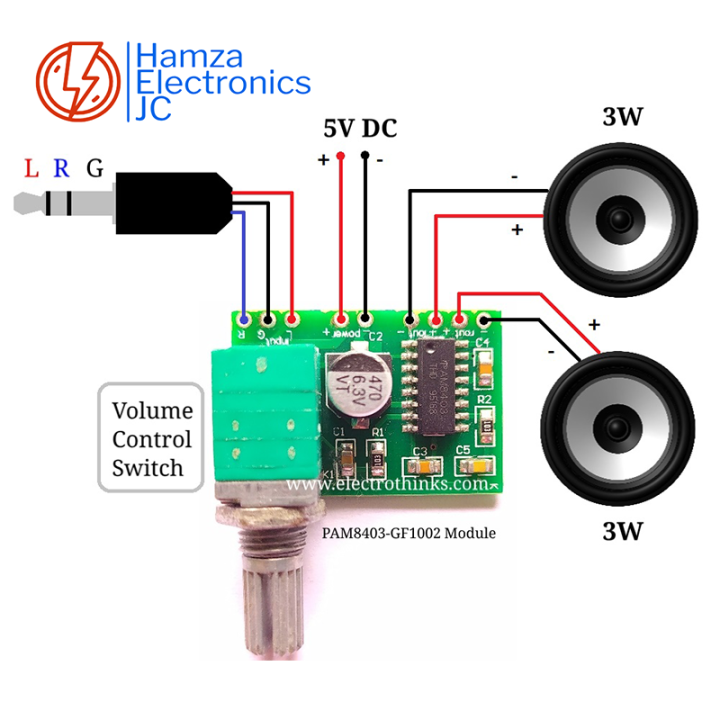 PAM8403 Mini 5V Digital Power Audio Amplifier Module 2 Channel 3W