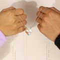 Wholesale 2Pcs/Set Couple Chain Necklaces Half Heart Pendant Heartbeat Magnetic Heart Necklace For Woman. 