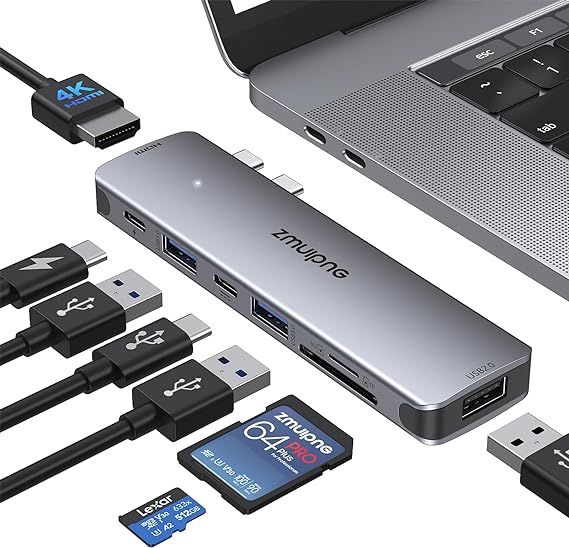 USB C Hub Adapter for MacBook Pro Air 2022 2021 2020 2019 Docking Station for MacBook M1 M2 USB C to HDMI Mac Accessories Multiport Dongle with 4K HDMI USB 3.0 SD TF Thunderbolt 3 USB-C Type C Port A R348 HUBBS