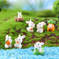 Cute Rabbit Mini Resin Bunnies Miniature Figures 3D Little White Rabbit Ornament Micro Landscape Dollhouse Decoration Diy Crafts. 