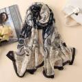 Printed Luxury Silk Formal Hijab in Henna Print Muslim Scarf Wrap Stole Women Fashion. 