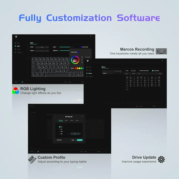 Tezarre%20TK63%20Wireless%20Keyboard%20Bluetooth/2.4G/USB%20Wired%2060%25%20Mechanical%20Gaming%20Keyboard%20RGB%20Backlit%20PBT%20Pudding%20Keycaps%20Hot-Swappable%20-%20Image%208