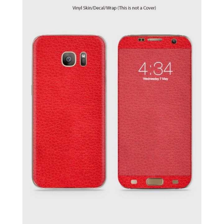 Samsung S7 Phone Skin Front Back And Sides Red Classic Leather Texture Skin