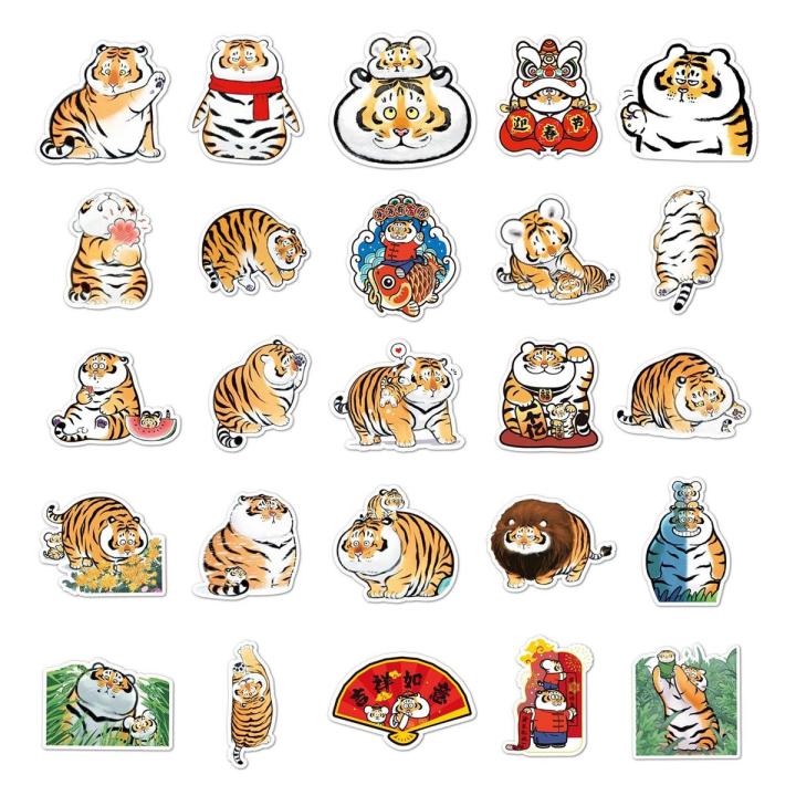 MX/50pcs tiger Sticker for Planner Album Scrapbooking Stationery Waterproof Decals for Laptop Kid's Gift