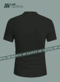 Basics Men Black T-Shirts Fit Crew Neck Drop Shoulder Short Sleeve Tee by MF Outfits. 