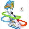 Funny Penguin Slider Racing Track Flash Lights & Music Battery Operated Toy. 
