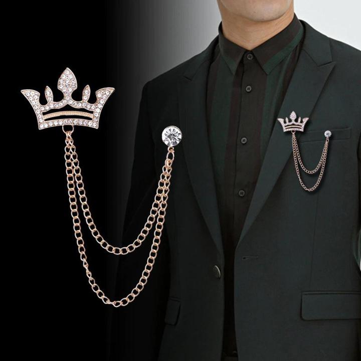 Crown Brooch For Men For Shirt Jacket Coat Wedding Party Jewellery Gift