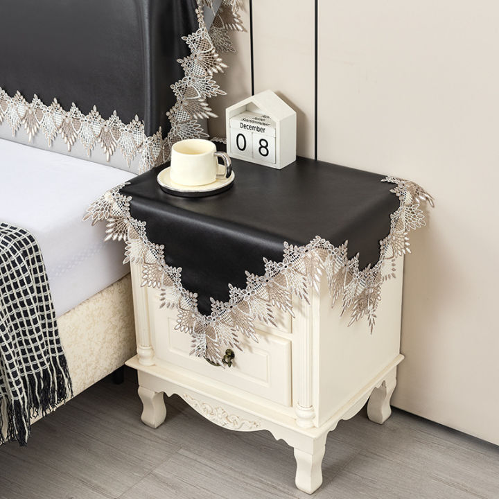 Laminated bedside table cover cloth European lace bedroom fabric small tablecloth bedside table cover square towel printer dust cover