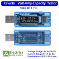 KEWEISI USB Current Voltage Capacity Tester Meter KWS-V20 Mobile Power Detector Charger Capacity Tester with LCD Display by Electrica. 