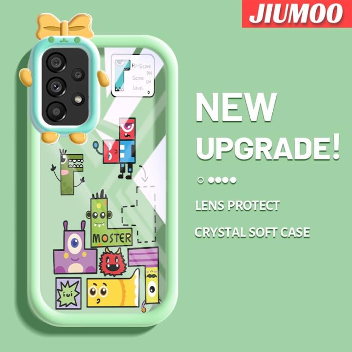 JIUMOO Case For Samsung A53 5G Case Tetris Pattern Monster Bowknot Casing Transparent Soft Silica Gel Shockproof Phone Cases Camera Lens Protective Cover
