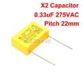 【FOOT SOFA】2pcs 0.33uF 275VAC X2 Capacitor 330nF 334K 275V Polypropylene Film Capacitor Pitch 15mm 22mm. 