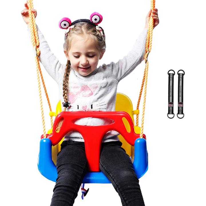 3-in-1 Baby Swing Seat, Toddler Swing, Anti-Flip Snug & Secure Detachable Infants to Teens Kids Swing Seat for Outside Playground, Blue