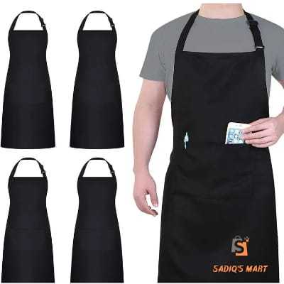 SADIQ'S MART Kitchen Aprons Adjustable Water dust heat Resistant Apron, Unisex Kitchen Apron for Cook, Couple, Grilling and Painting Black