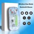 Type C Transparent Rechargeable Wireless Mouse Ultra Slim Gaming Mouse RGB Dual Mode 5.1 Bluetooth Mouse Rechargeable Battery Gaming RGB USB Wireless Optical Mouse With Silent Clicks 2.4G Backlit Mice Mouse For Pc Laptop, Computer, MacBook, iPad, Smart TV. 