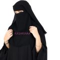 Saudi Arabic Soft Chiffon 3 Layer Niqab with Adjustable Side Elastic, 36 Inch Back Tail, Triple Layer Coverage for Women and Girls Modest Hijab for Arabic, Islamic, Dubai Style. 