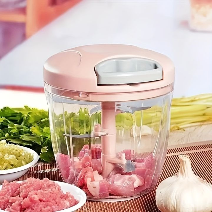 Multifunction Kitchen Food chopper Machine onion chopper Hand Pull Speedy Chopper Turbo Cutter Nicer Dicer Plus Garlic Press small meat Shredders Grinder Mincer Mixer Blender can cut fruits/vegetables/nuts/herbs/onions/garlic/chili /900ML/500ML/200ML