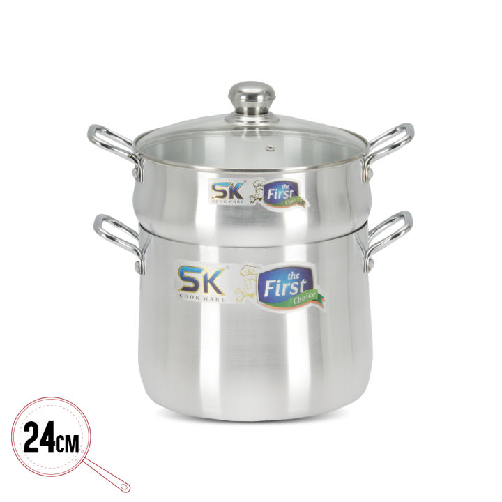 SK 24 cm Metal Finish Couscousera Steamer Pot - Heavy Gauged