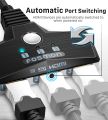 Fosmon 3-Port HDMI Switcher, HDR, HDMI 2.0, HDCP 2.2, 4K@60HZ 1080p Wall Mountable HDMI Switcher [Metallic Alloy Plug  Nylon Braided Pigtail Cable] Compatible with  TV 4K, HDTV. 