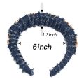 1 Pc Girls Fashion Headband Jean Head Bands Metal Hoop Design Blue Unique Style Women Elegant Padded Head Pieces. 