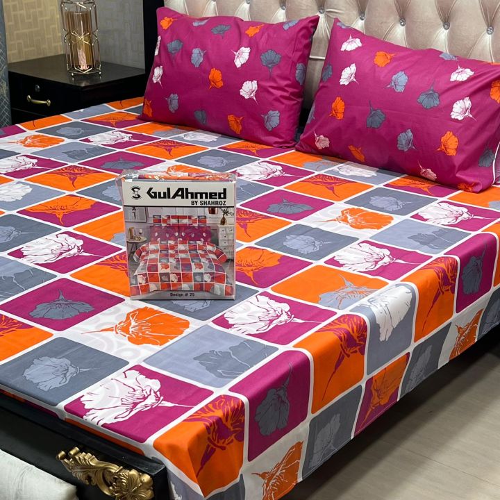 Gift Pack Bedsheet/ Gul Ahmad Cotton Mix Bedsheets  Full Printed 3pc