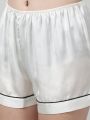 White Shoulder Straps Cami & Shorts Nightsuit For Women. AF-037WHT. 