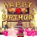 Happy Birthday Alphabets Banner Golden Color Foil Balloons for Party Decorations (16-inches Size) (13-Pcs Set). 