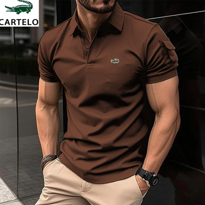 CARTELO Summer Embroidery Lapel Polo Shirt Men's Short Sleeve Business Casual Fashion Slim Fit Polo Shirt Male T-shirt