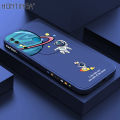 Hontinga for Infinix Hot 8 / Hot 8 Pro Back Cover Cartoon Astronaut Side Design Case Soft Square Edge Liquid Silicone Phone Cases. 