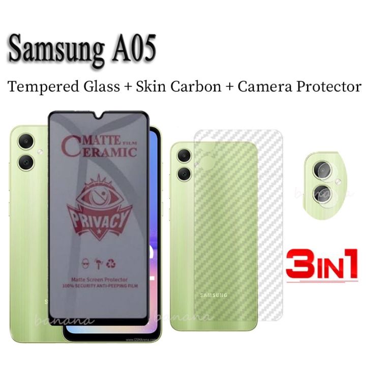 Samsung A05 A 05 A0 5 Anti-Spy Privacy Tempered Glass For Samsung A05s A04s Ceramic film Screen Protector 3 in 1 Samsung A14 A04E A54 A34 A13 Back film
