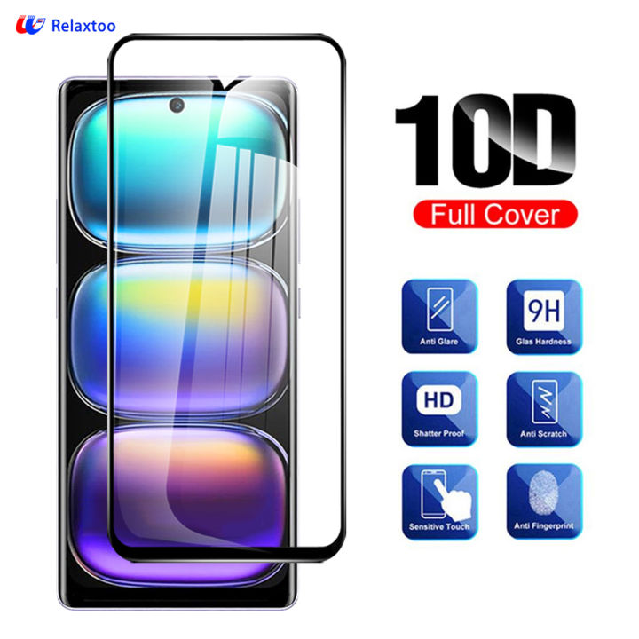 Relaxtoo For Infinix Hot 50 Pro+ 4G 1Pcs Black Border Tempered Glass For Hot 50 Pro Plus Hot50 Pro+ Hot50 ProPlus 50Pro+ 50ProPlus Screen Protector Anti Drop