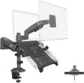 ENRG NB North Bayou H180 Dual Arm 2 in 1 Combo Laptop Mount with Adjustable Tray for 10-17” Notebook Full Motion Monitor Desk Mount Arm Stand Full Motion Swivel Monitor Arm with Gas Spring for 17 - 32 Inches LCD And Monitor. 