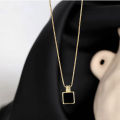 Fashion Black Square Pendant Necklace for Women Sweater Clavicle Chain Necklace Nicle. 