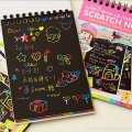 Scratch note pad,Scratch Pad for kids ,Scratch Note Black Cardboard Creative, Rainbow Scratch Note Pad Scratch book with wooden Stick, Small scretch note pad scratch book with wooden stick notepad - Kidzklub. 