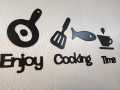 Mister Traders Brand Enjoy Cooking Time DIY Kitchen Restaurant Wooden Wall Art I  Home Decoration Wooden Art Decal, 3D Wooden Wall Art, Wall Decor Art for Home Living Room Bedroom Furniture & Decor Kitchen Dining Room Hanging Wall Decor. 