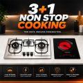 Glam Gas 3+1 Hybrid Hob | Gas + Electric Built-In Cooktop | NG & LPG | Buy Online Pakistan. 