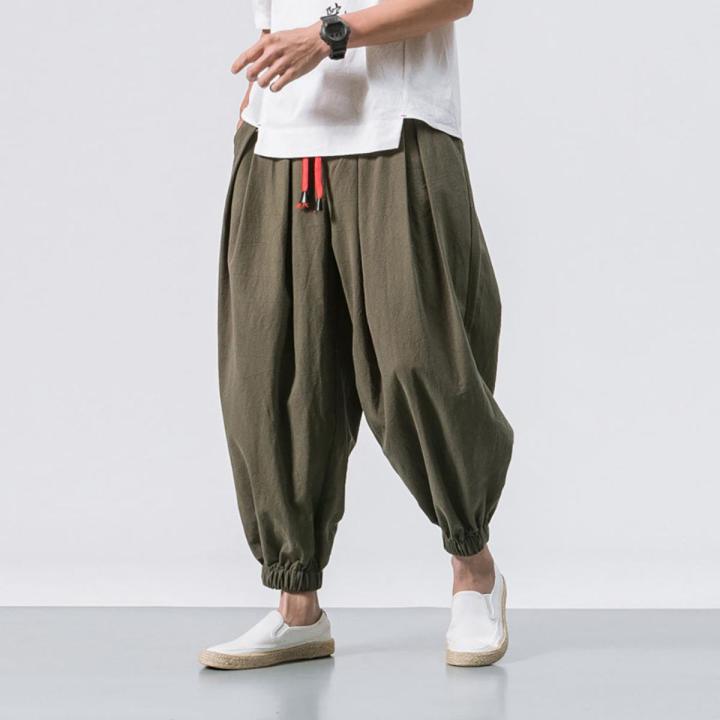 Yfashion Men Large Size Bloomers Pants Solid Color Casual Yoga Pants Loose Quick-drying Harem Pants color