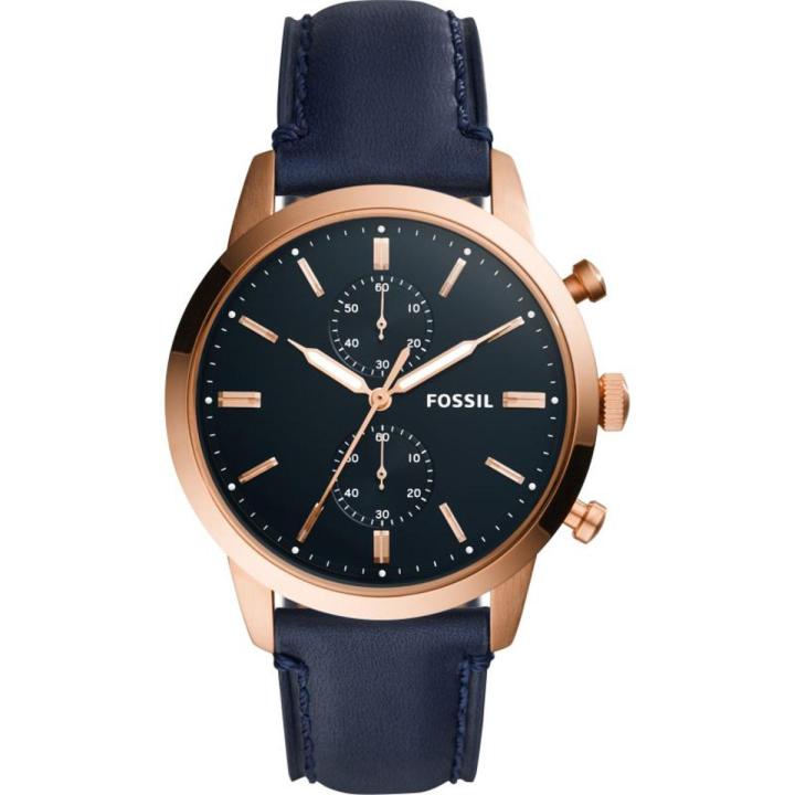 Fossil Men’s Quartz Blue Leather Strap Blue Dial 44mm Watch FS5436 Stainless Steel Wrist Watch For Men
