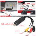 USB Easy Cap Adapter S-Video 3RCA CVBS AV to USB 2.0 Video Capture Card Recorder Cable for TV DVD VHS DVR Video Audio Converter. 