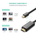 Mini DisplayPort to HDMI Cable 4K Mini DP to HDMI 6 Feet Cable for MacBook Air/Pro, Surface Pro/Dock, Monitor, Projector - Black. 