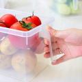 Refrigerator Storage Box With Handle Transparent Sealed Rectangle Plastic Container with Lid. 