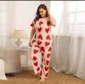 Pink Fully Heart Printed Design Stylish Full Sleeves Round Neck T-Shirt and Pajama Sexy Night Suit ! Sleep Wear Night Dress For Ladies Women and Girls (SN-33). 