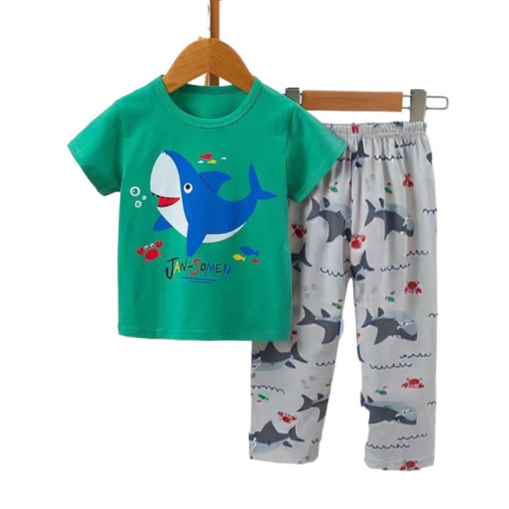 Baby%20Or%20Baba%20Green%20Shark%20Print%20Half%20Sleeves%20T-shirt%20With%20Printed%20Pajama%20Night%20Suit%20for%20Kids%20(1%20Pcs)%20-%20Image%203