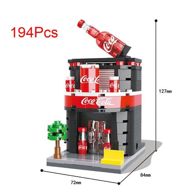 【Funny Bunny Toy Store】City Mini Retail Store ville Miniature Building Block road corner 3D Cafe Model Leduo brand tiendas toy