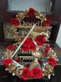 Doodh Pilai Glass – Handmade Wedding Rasam Glass with Red & Golden Floral Arrangement. 
