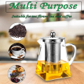 Borosilicate Glass Teapot with Heat Resistant Stainless-Steel Infuser Glass Tea Kettle. 