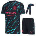 Man City third kit T-Shirt and Shorts Football Kit new design 2023/2024 Adults and Kids Sizes Available. 