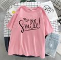YOU MAKE ME SMILE Cotton Round Neck T-Shirt for Women – Trendy Half Sleeve Tee. 
